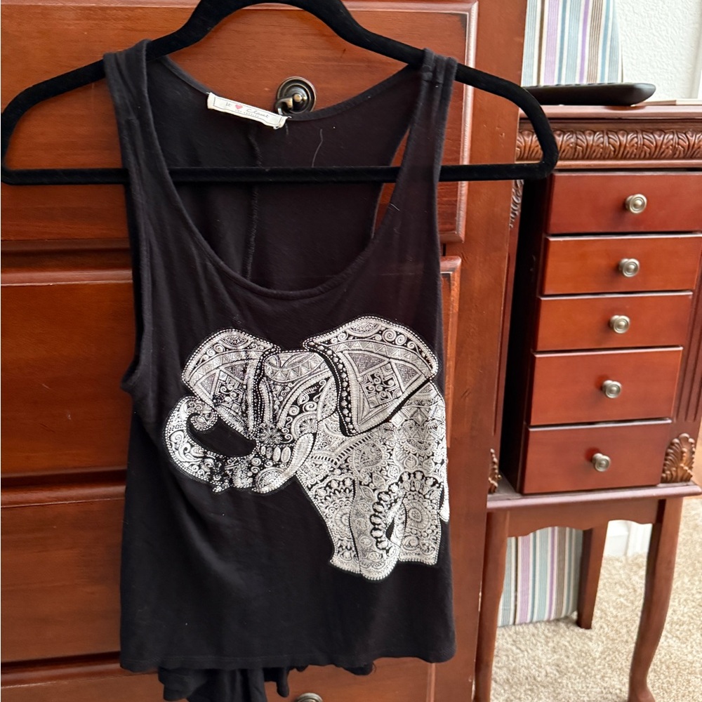 Black Elephant Graphic Tank Top